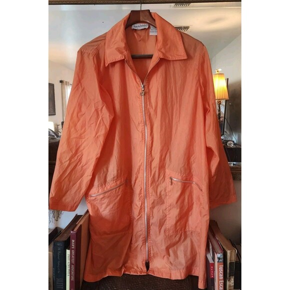 Diane Von Furstenberg Melon Orange Full Zip Rain Jacket Color Authority Size 1XL - Picture 1 of 9